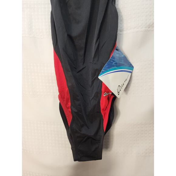 Dolfin Bathingsuit Women Sz 28 Racing Color Block Performance Back Red One Piece - Picture 4 of 7